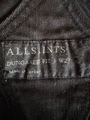 ALLSAINTS Dungarees Denim Overalls in Black, Size 27