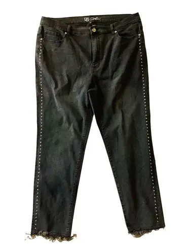 DG2 by Diane Gilman Fringe Hem Jeans Black Size 18W