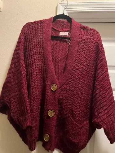 Pink Lily Sundown Awaits Knit Burgundy Cardigan ... Great knit cardigan, easily pair with any outfit!