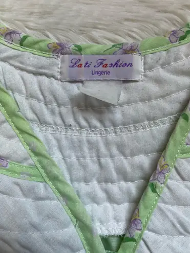 Vintage La ti fashion lingerie cottagecore floral print green gown Size M