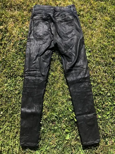 Citizen Of Humanity Faux Leather Black Rocker Skinny Jeans Extra Zipper Pockets