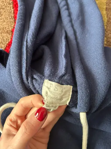 PST Los Angeles Navy Blue Cropped Cutout Hoodie Sweatshirt Women’s Large