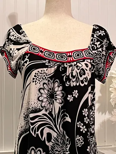 Robbie Bee SIGNATURE White/Red/Black Shift Boho Peasant Dress shift boho peasant