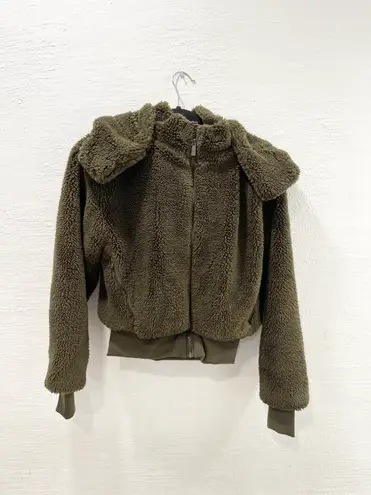 Alo Yoga Alo Foxy Sherpa Hooded Jacket Dark Olive Green