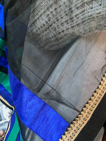 Indian pakistani jamdani type party wear sari with blouse Multiple