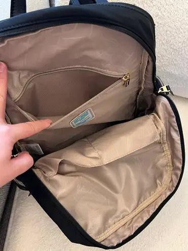 Black Nylon Backpack with Gold Hardware