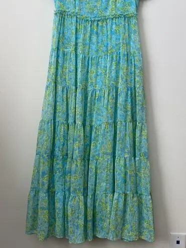Likely Chloe Crinkled Floral Chiffon Midi Maxi Dress Size: 6
