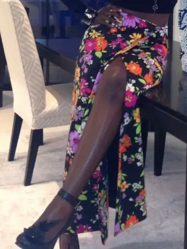 Vintage 60s Jackfin Psychedelic Floral Maxi Wrap Skirt Multi Size 10