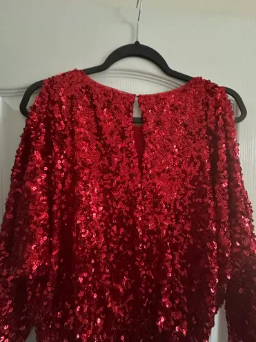 Boston Proper NTW Red Sequin Cold-Shoulder Party Dress size 6