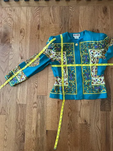 Vtg Maggy London Woman’s 100% Silk Blue Blouse & Skirt Set, Sz 8