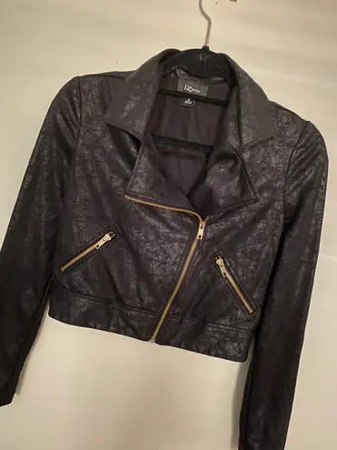 Princess Polly Faux Leather Black Cropped Moto Jacket 