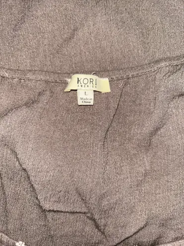 Kori America Neutral Off the Shoulder Tassel Tunic Bohemian Dress Size Large