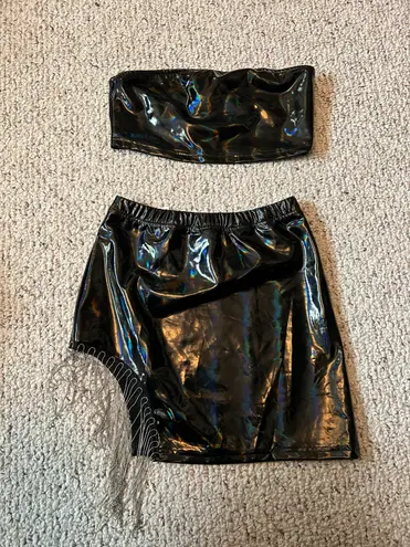 2 pc leather outfit Black