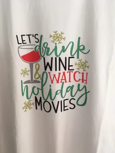 Drink Wine Christmas Shirt, Large White