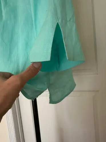 CHOiES Vtg Choices Women’s Linen Teal Blue 3/4 Sleeve Button Front Blouse Top, Sz M