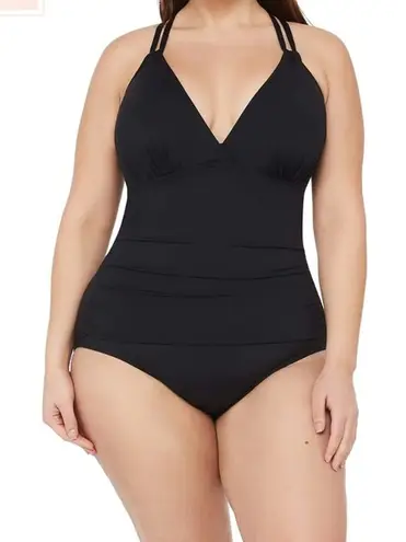La Blanca Island Goddess Cross-Back One Piece Black Size 6