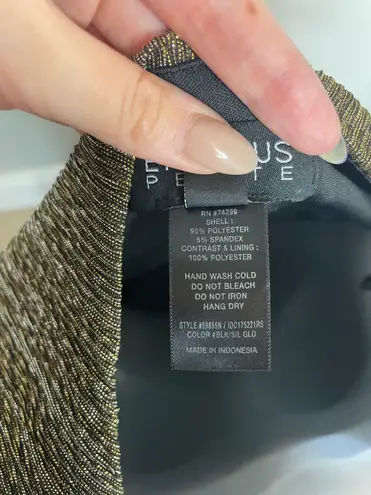 Enfocus Studio Gold Shimmer Bodice Sleeveless Ruched Dress