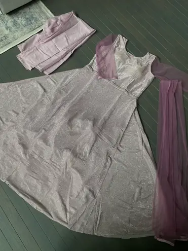 Indian Party Dress Bollywood Wear Designer Pakistani Glitter Gown Wedding suit Pink Size L