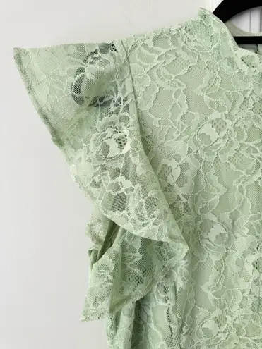 Anthropologie Maeve Mock-Neck Ruffle Sleeve Lace Mini Dress, Size L