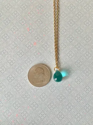 Handmade Czech glass & gold stainless dainty necklace💚