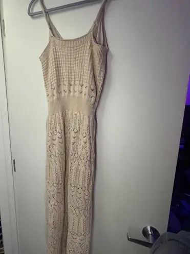 Freshman 1996 Beige Crochet Knit Dress Midi (M)