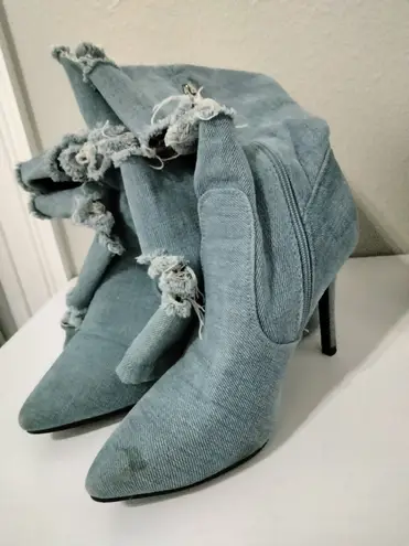 Denim thigh high heels. Blue Size 7.5
