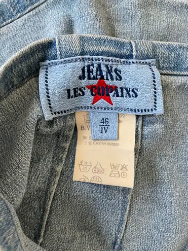 Vintage Les Copains Light Blue Italian Denim Jean MIDI Skirt Sz 46
