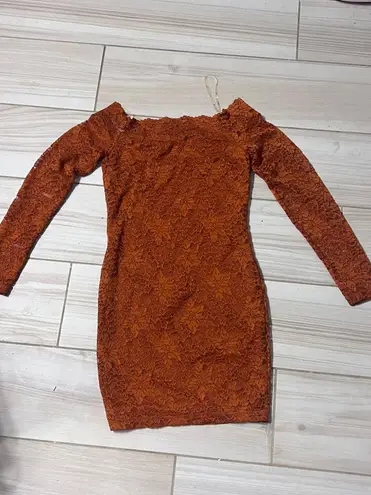 Blashe burnt/rust orange lace long sleeve mini dress, size M, NWT Size M