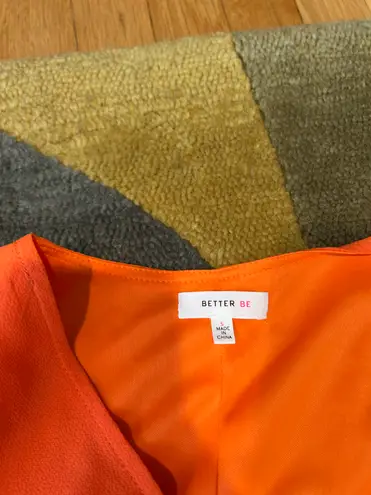 Better Be Orange Romper Jumpsuit Tie Front Cutout Shorts Long Sleeve Top Small