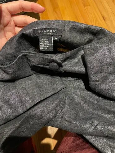 Sandro Sportswear Linen Metallic shiny casual Dress Pants Trousers beach summer vacation travel wide flare