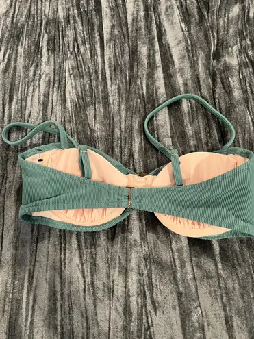 Shade & Shore Green Ribbed Bikini Top with Tortoise Ring Size 34B by Shade Shore