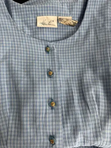 Kathie Lee Vintage Plaid Dress with Gold Buttons