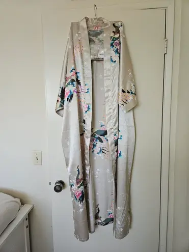 KIM + ONO Long Peacock Floral Kimono