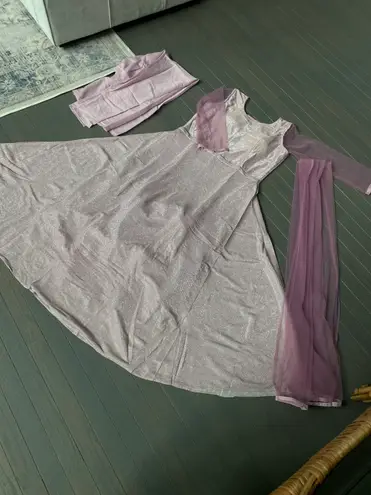 Indian Party Dress Bollywood Wear Designer Pakistani Glitter Gown Wedding suit Pink Size L