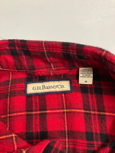 G.H. Bass &Co. Red and Black Men’s,  Plaid Flannel Shirt, Size Medium