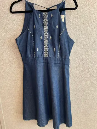 Moon River Once in Awhile Blue Chambray Skater Dress