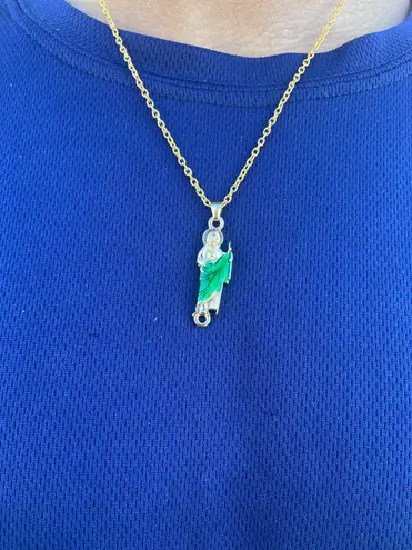 Handmade Golden St. Jude Pendant Necklace Trendy Vintage Portrait Pendant Necklace