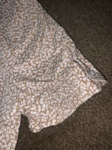 George Small Formal Floral Patterned Collared Button Up Shirt Tan