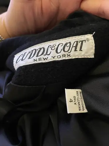 Cuddle Coat New York Vintage Wool Velvet trim Tuxedo Black Size 4