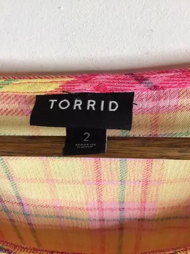 Torrid Crinkle Gauze Plaid Yellow