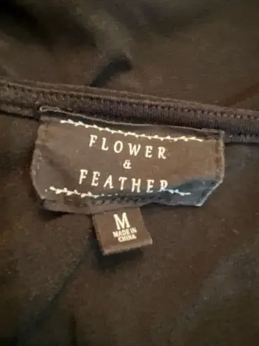 Flower & Feather Black 3/4 sleeve tie