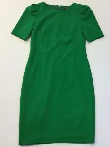 Ralph Lauren Lauren By  Black LabelWomens Green Short Sleeve Sheath Dress Size 0