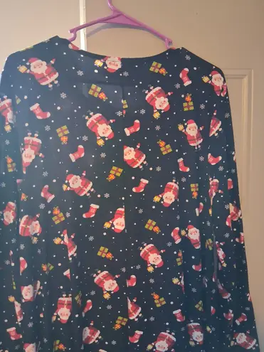 To:_ From:_ with love, allison brittney santa and gifts all over nightie night gown pj pajamas shirt in black,