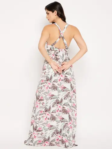 Sim & Sam Tropical Rayon Challis Maxi Dress. Size Medium