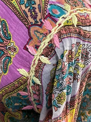 Raj 100% Cotton SzL Ladies Pink Boho Hippie Tunic Top Swim Cover Embroidered