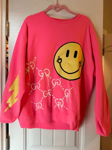 Life Is good sweatshirt Crew neck Pink Size XL