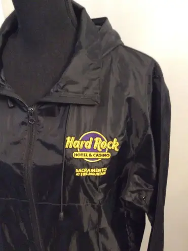 Hard Rock Cafe Hard Rock Sacramento Large L Black Windbreaker Hoodie Jacket