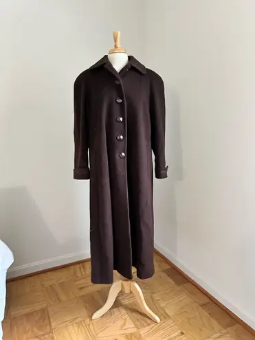 Vintage 100% Wool Brown Maxi Length Coat Size XL