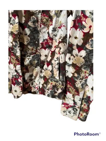 Christopher & Banks Women's Floral Button Down Corduroy Jacket