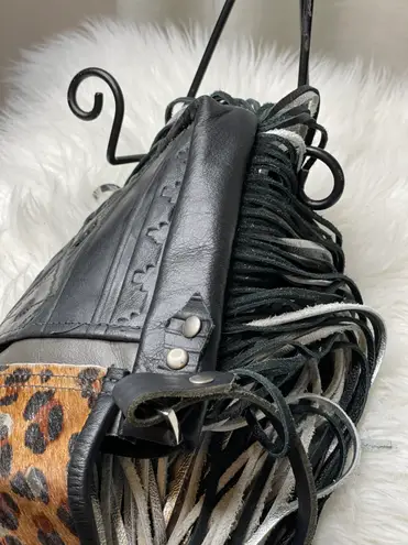 Boutique 8”x6”x3” Leather purse made in USA A true statement piece! Leopard & metallic